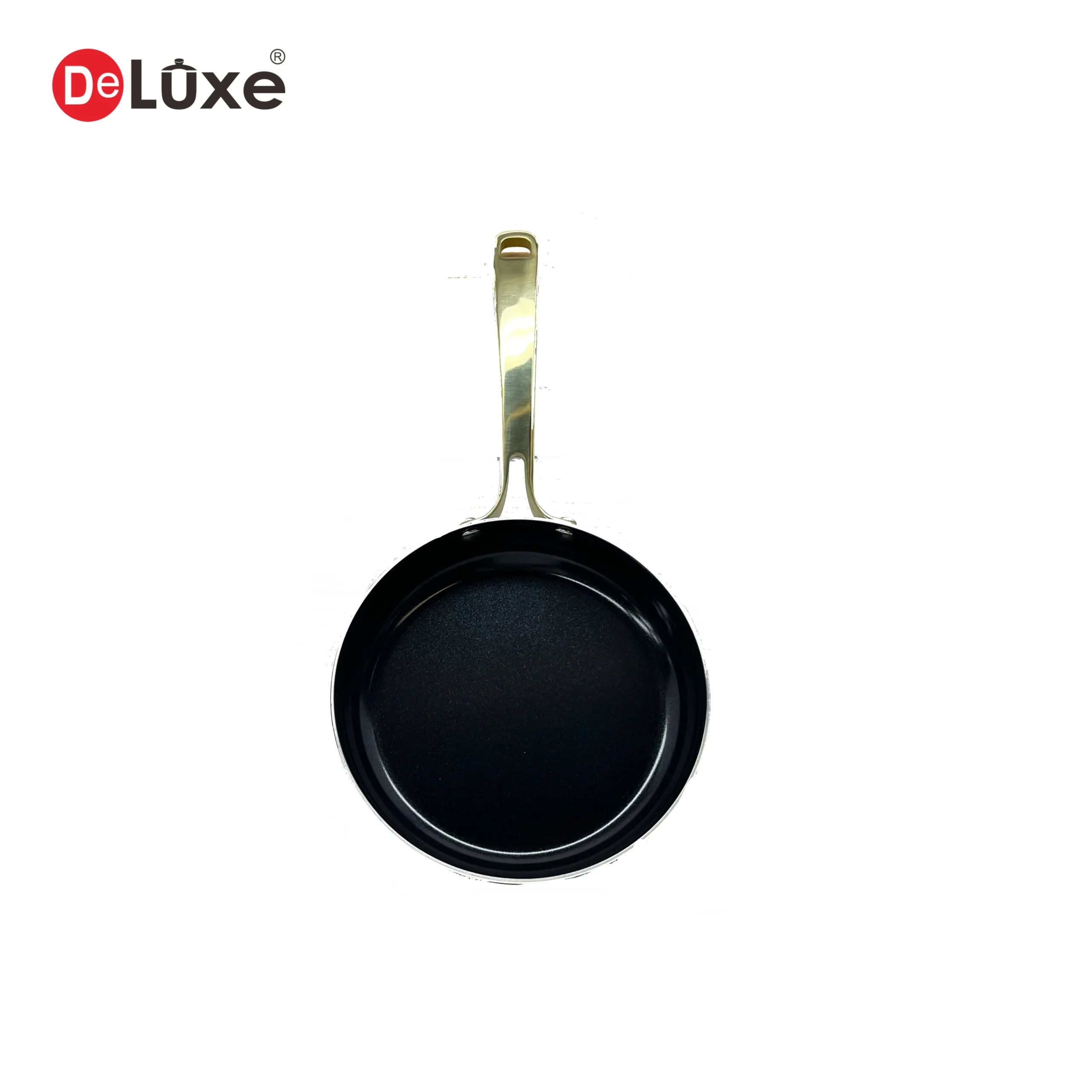 Deluxe Non-stick Stainless Steel Straight Saute Pan with PVD Hollow Cast Steel Handle