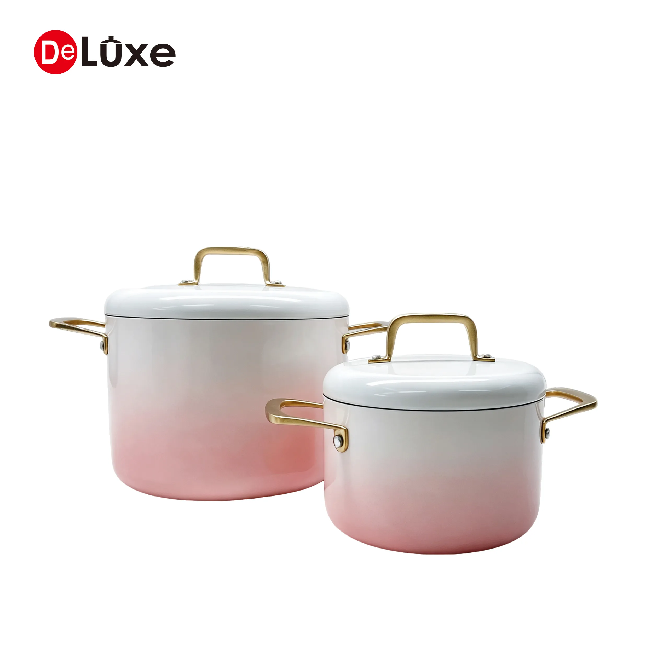 Deluxe pink gradient 3-ply straight stainless steel stock pot group