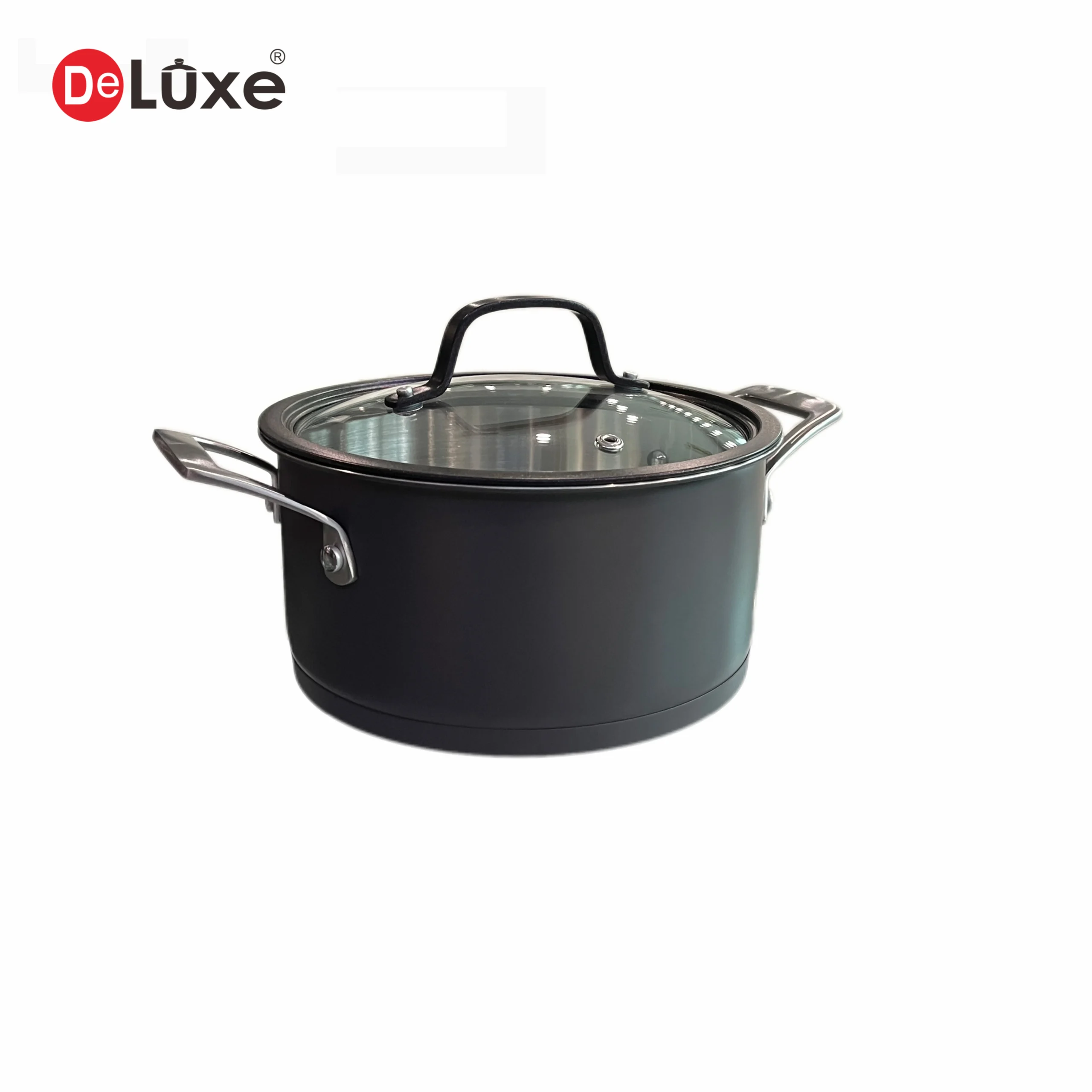 Deluxe purple exterior ceramic coated 304 stainless steel stock pot, cast steel double handles and tempered glass lid