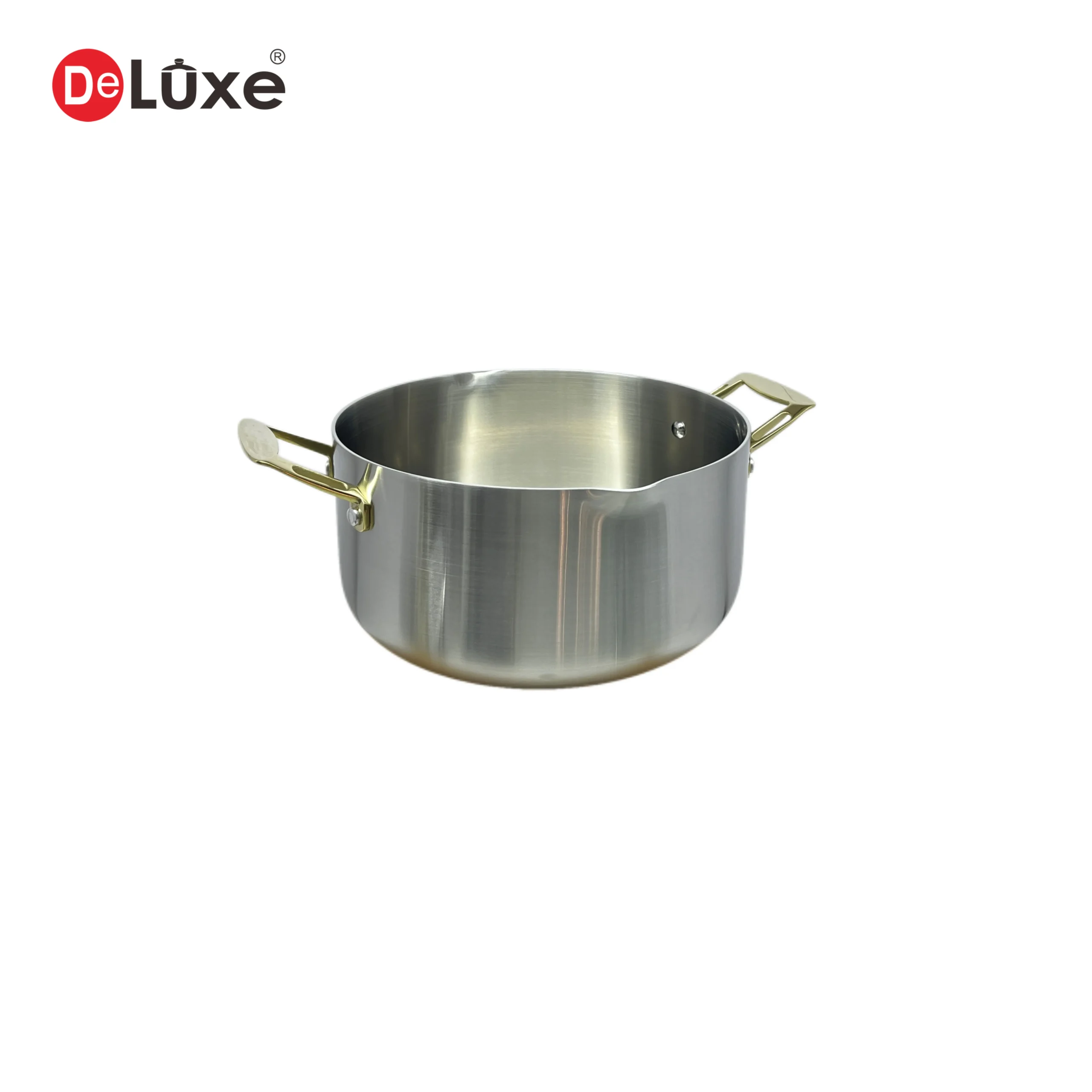 Deluxe Small Size Stainless Steel Straight Stock Pot with Double Hollow Cast Steel Handles