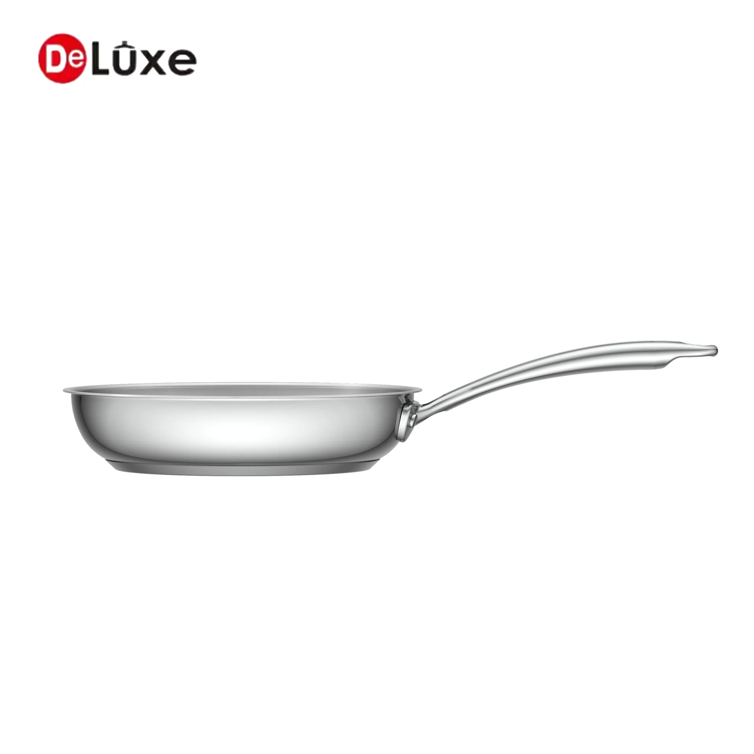 Deluxe 304 stainless steel frying pan with hollow cast steel handle, ODM/OEM custom solutions available