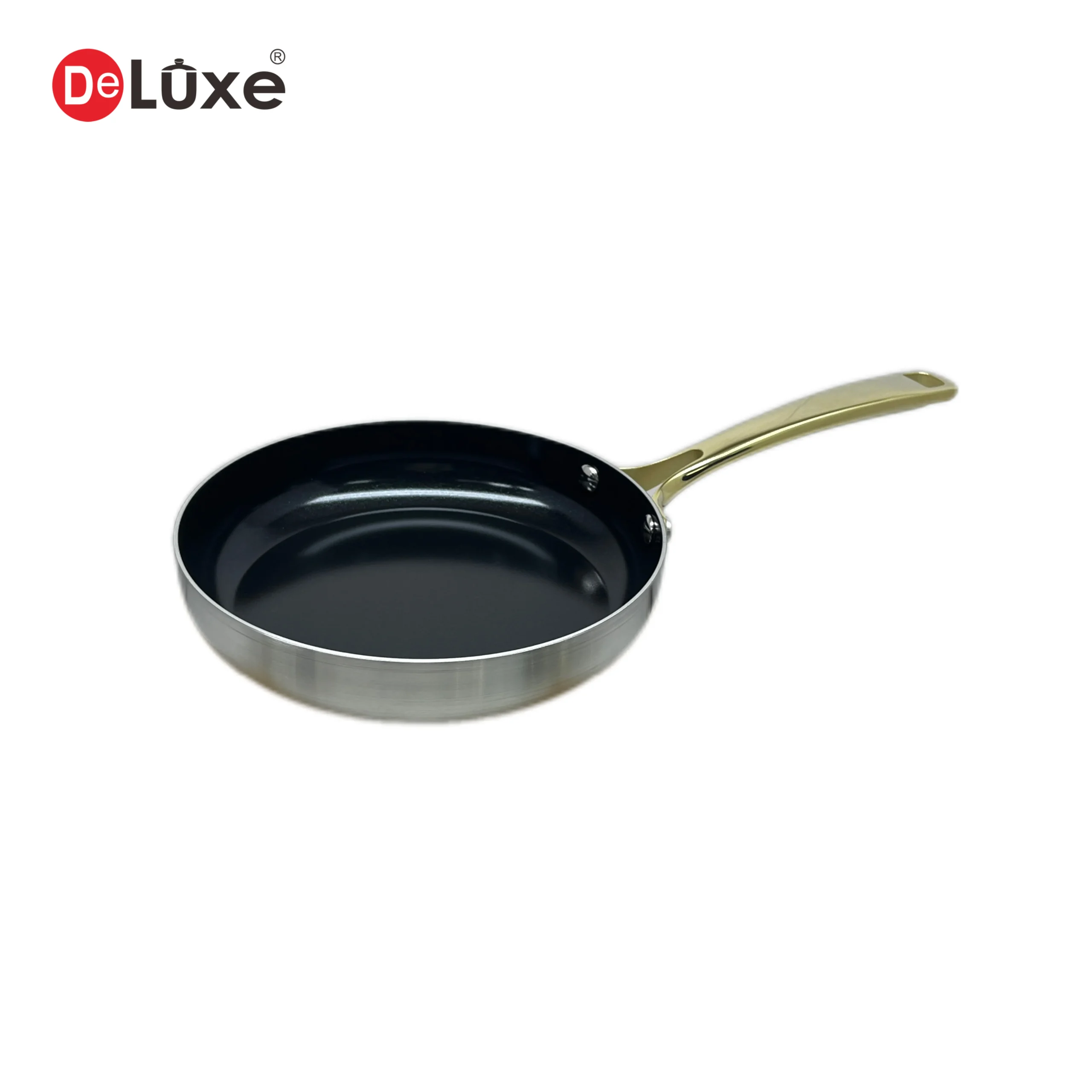 Deluxe Stainless Steel Non-stick Straight Saute Pan with Gold PVD Handle