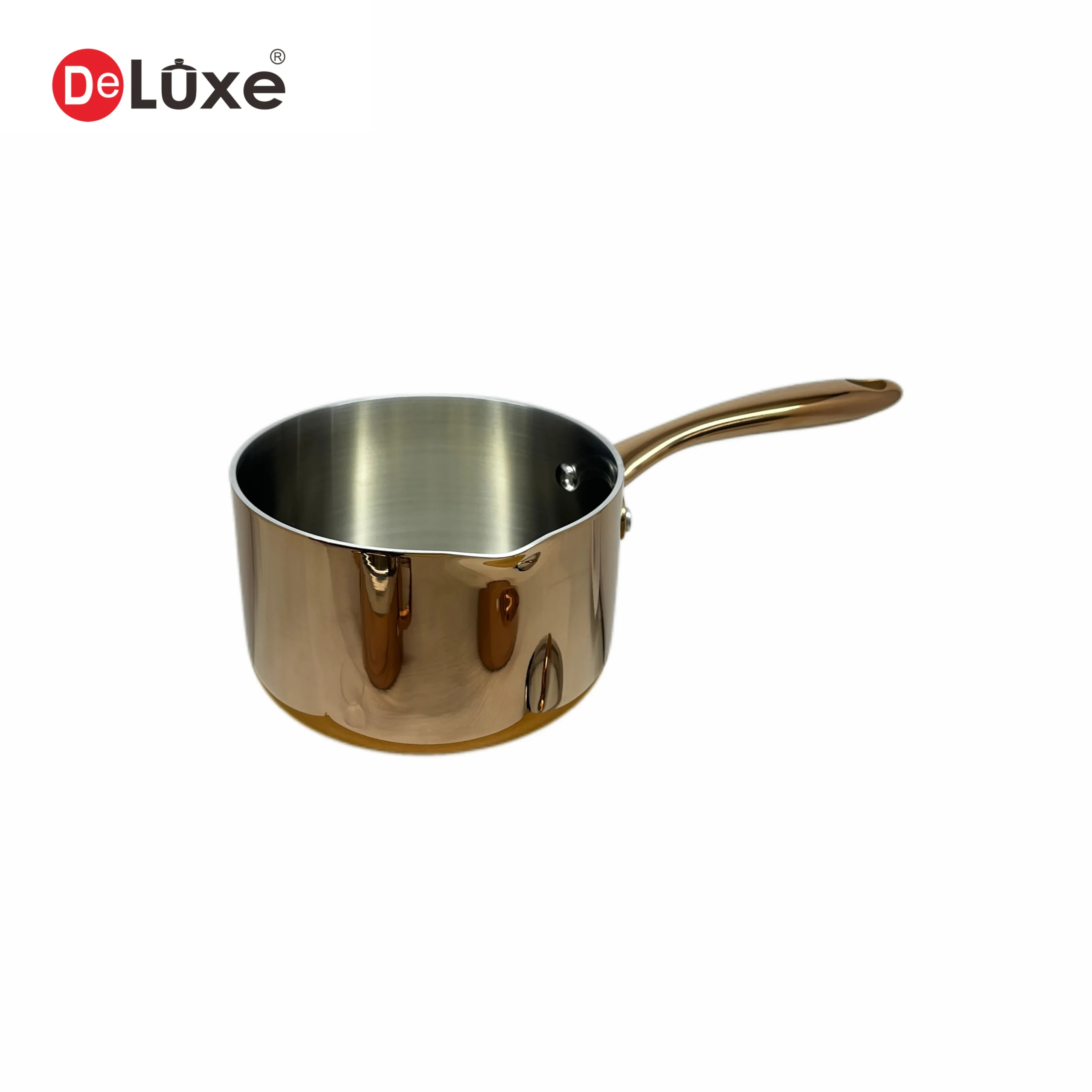 Deluxe 3-Ply Stainless Steel Saucepan Without Lid, Rose Gold PVD Finish