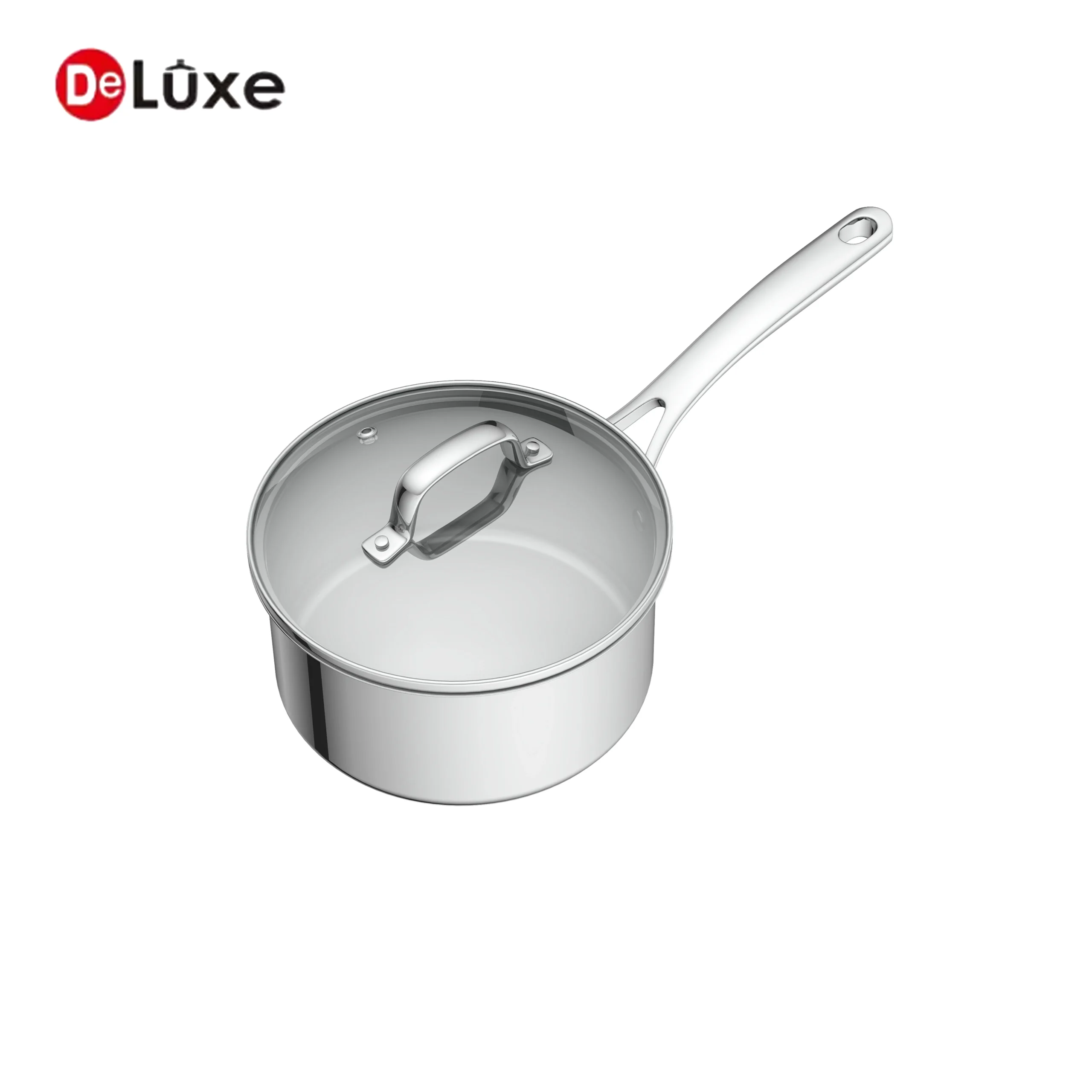 Deluxe 304 stainless steel saucepan with glass lid, ODM/OEM custom solutions available