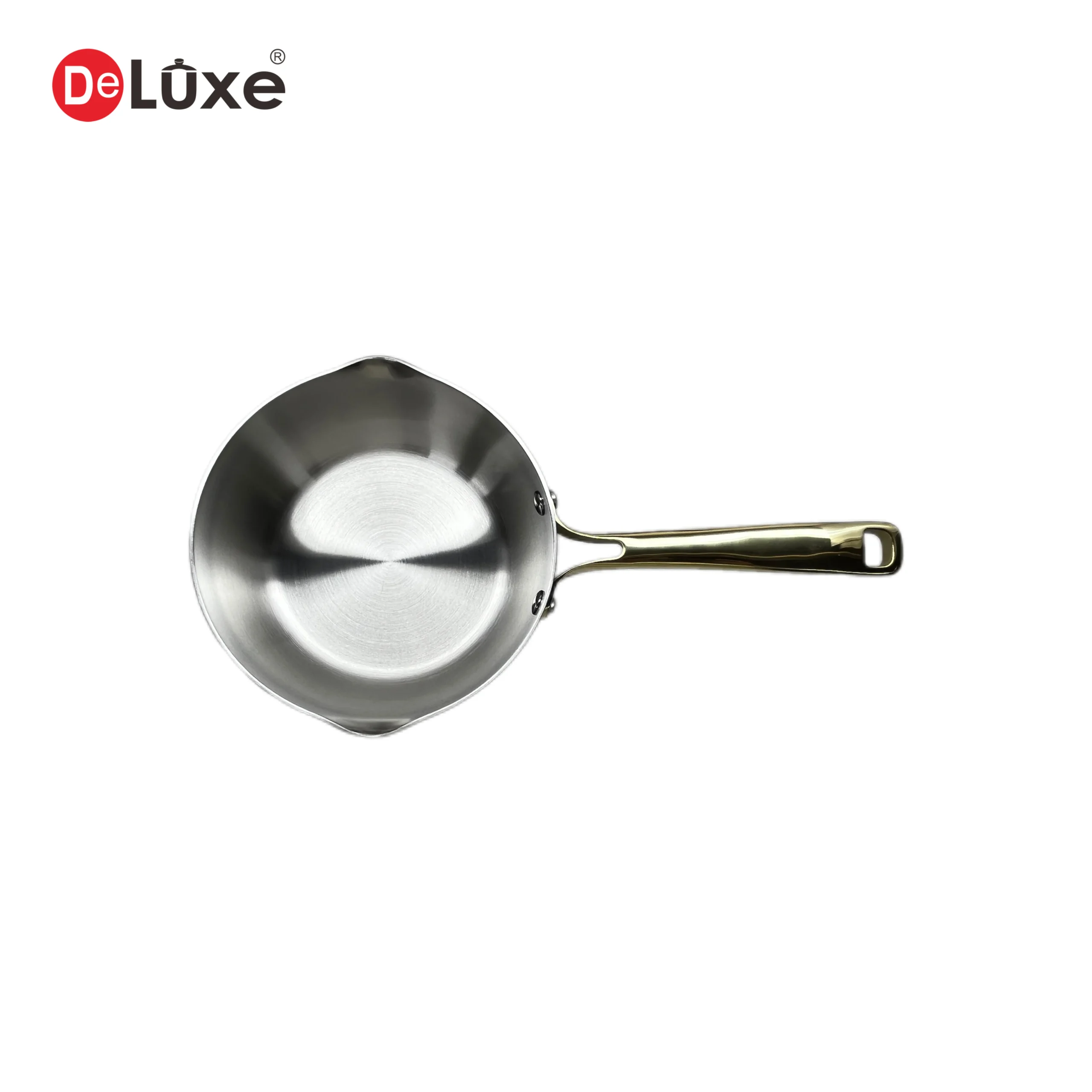 Deluxe Non-stick Stainless Steel Straight Saucepan with PVD Hollow Cast Steel Handle