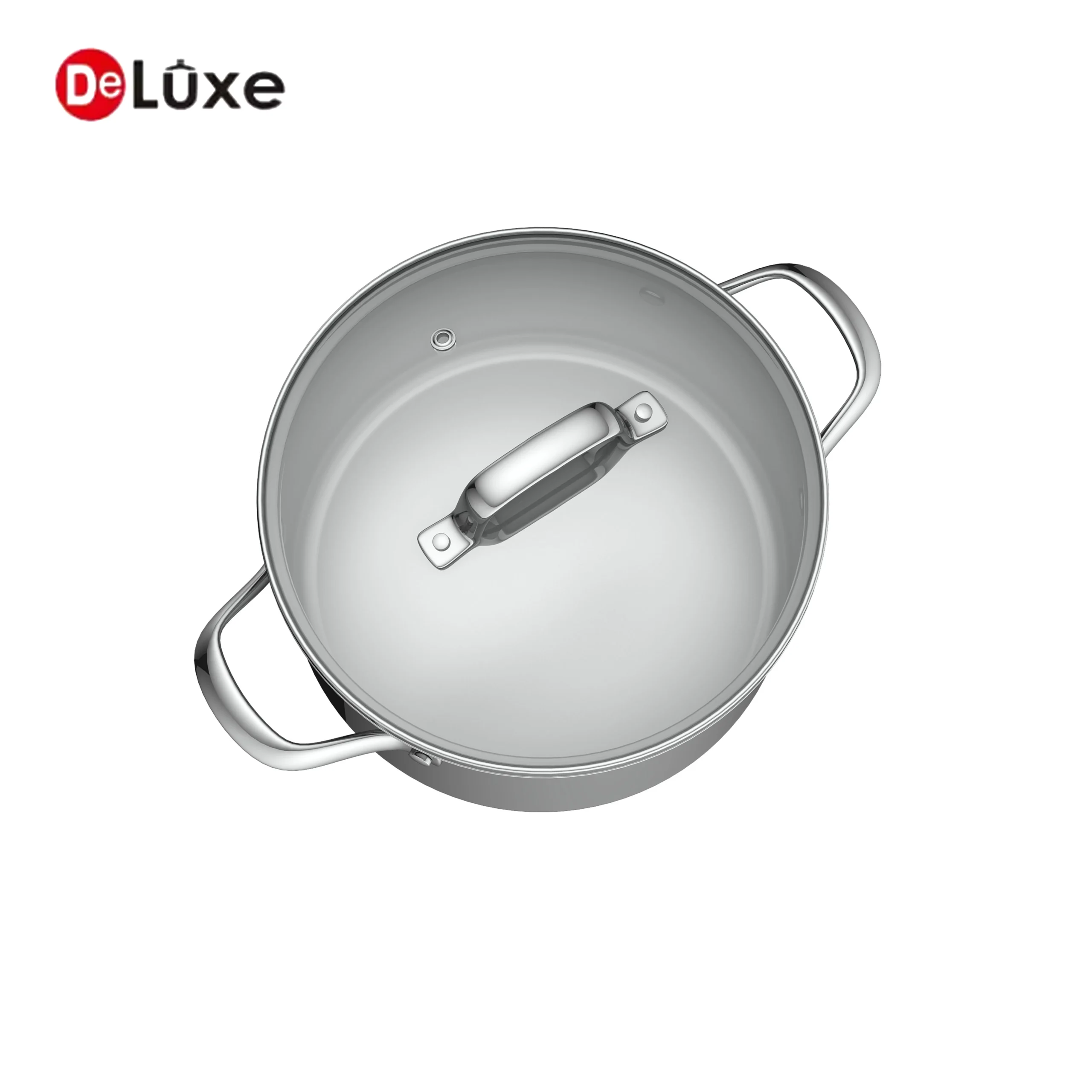 Deluxe 304 stainless steel stock pot with glass lid