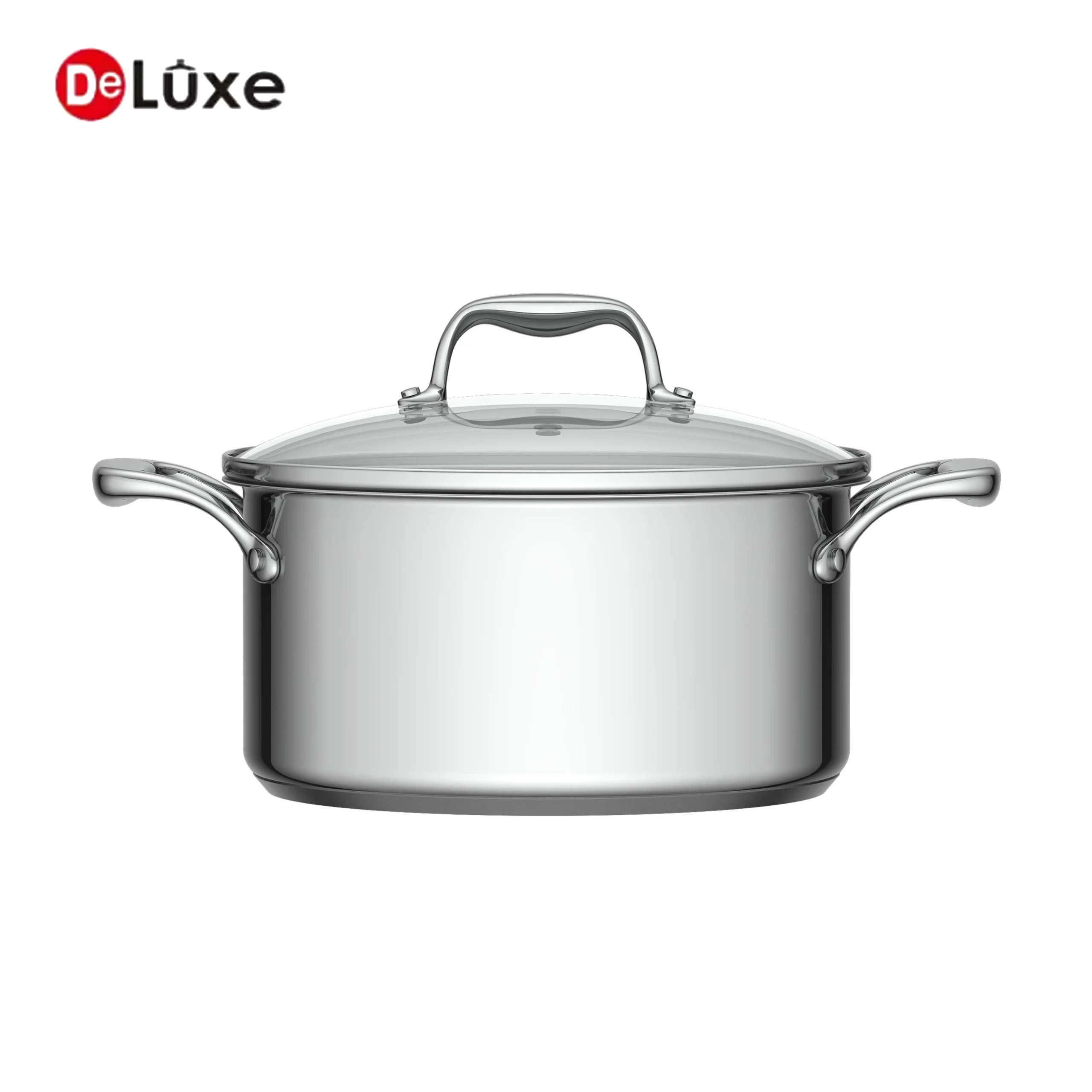 Deluxe 304 stainless steel stock pot with glass lid, two sizes selections for available
