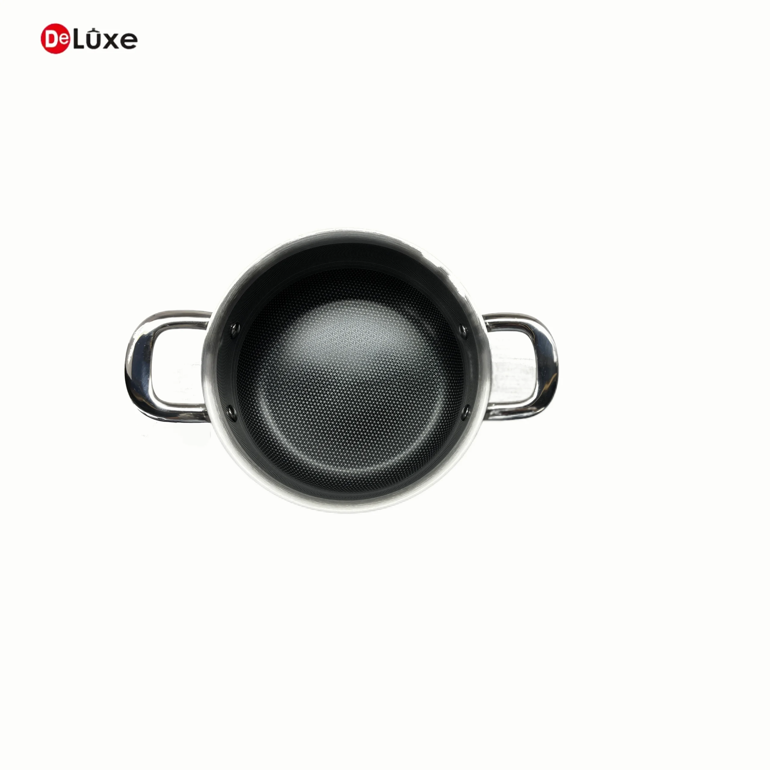 Deluxe Stainless Steel Stew Pot Top View, Etched Honeycomb Nonstick Interior