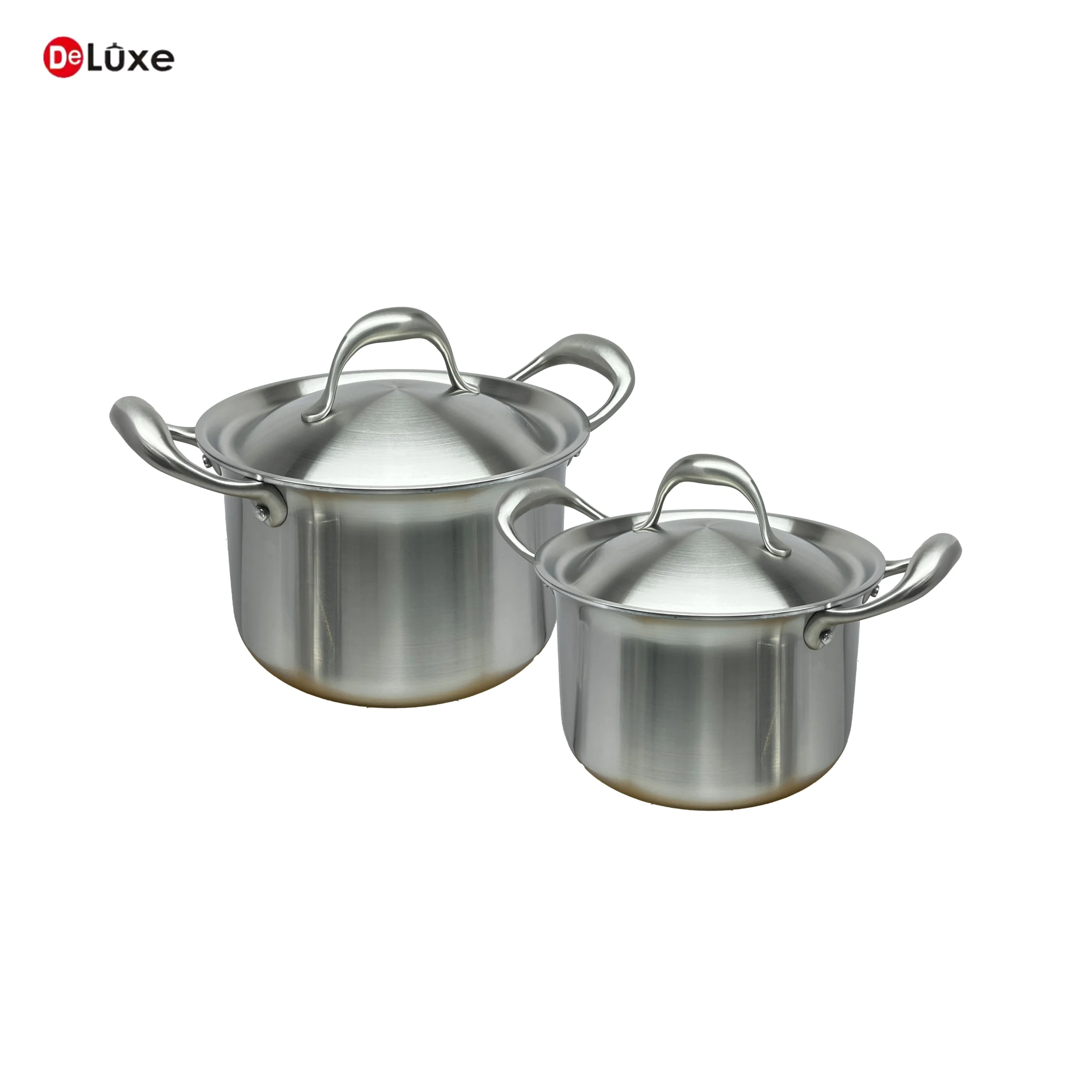 Deluxe 20cm & 24cm 3‑Ply Stainless Steel Stew Pots Set with Metal Lids