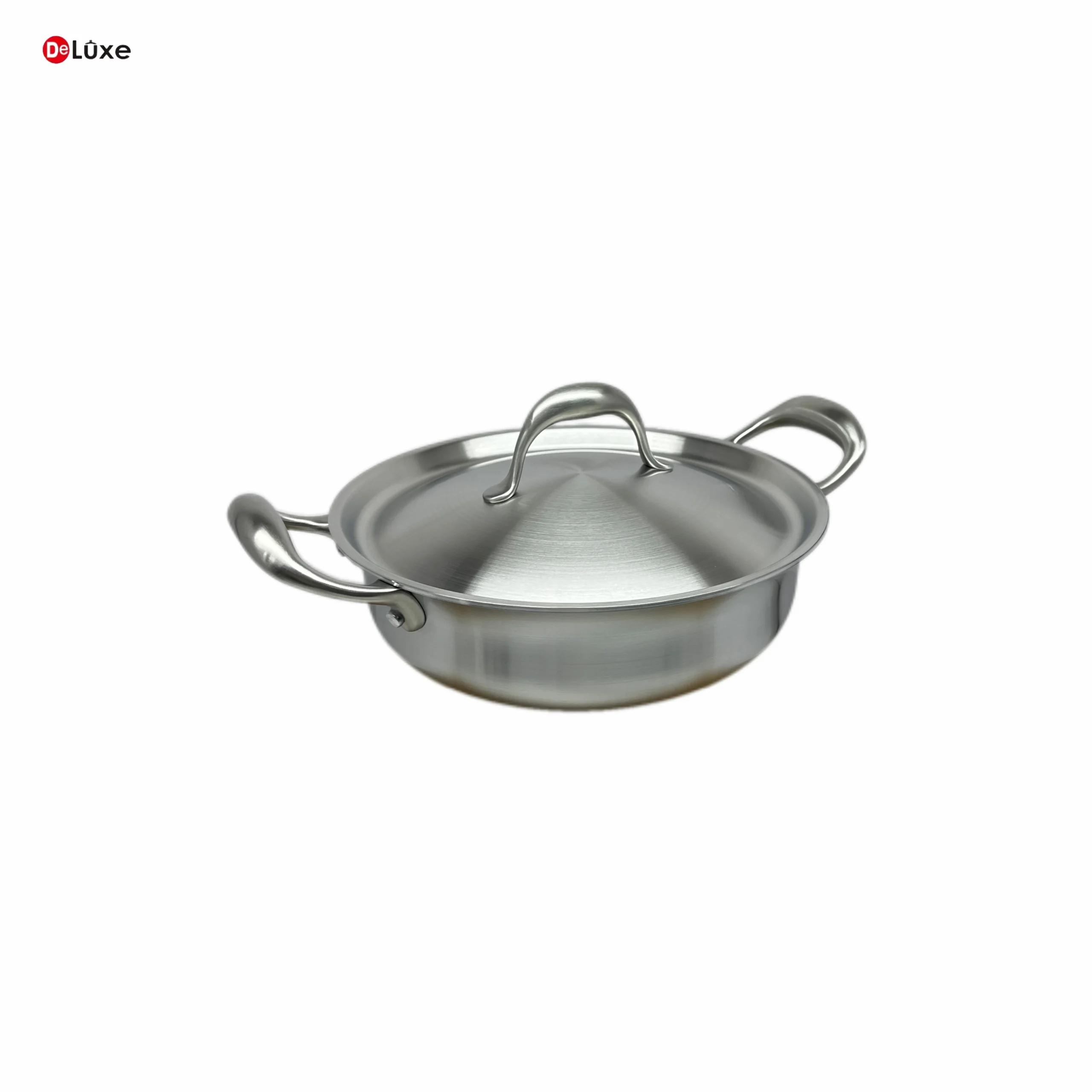 Deluxe 3‑Ply Stainless Steel Saute Pan with Solid 304 Stainless Steel Lid