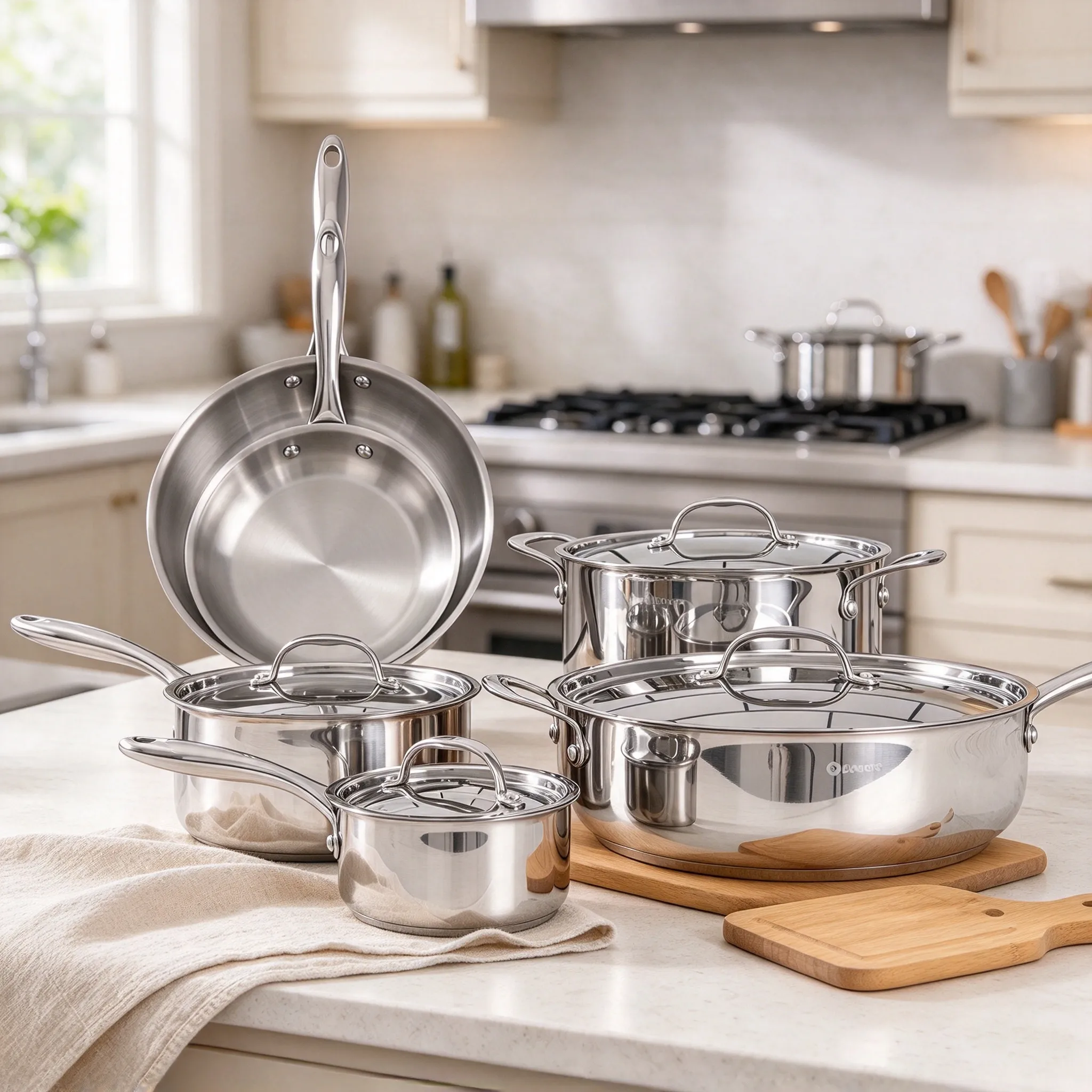 Stainless steel cookware set, bulk wholesale product