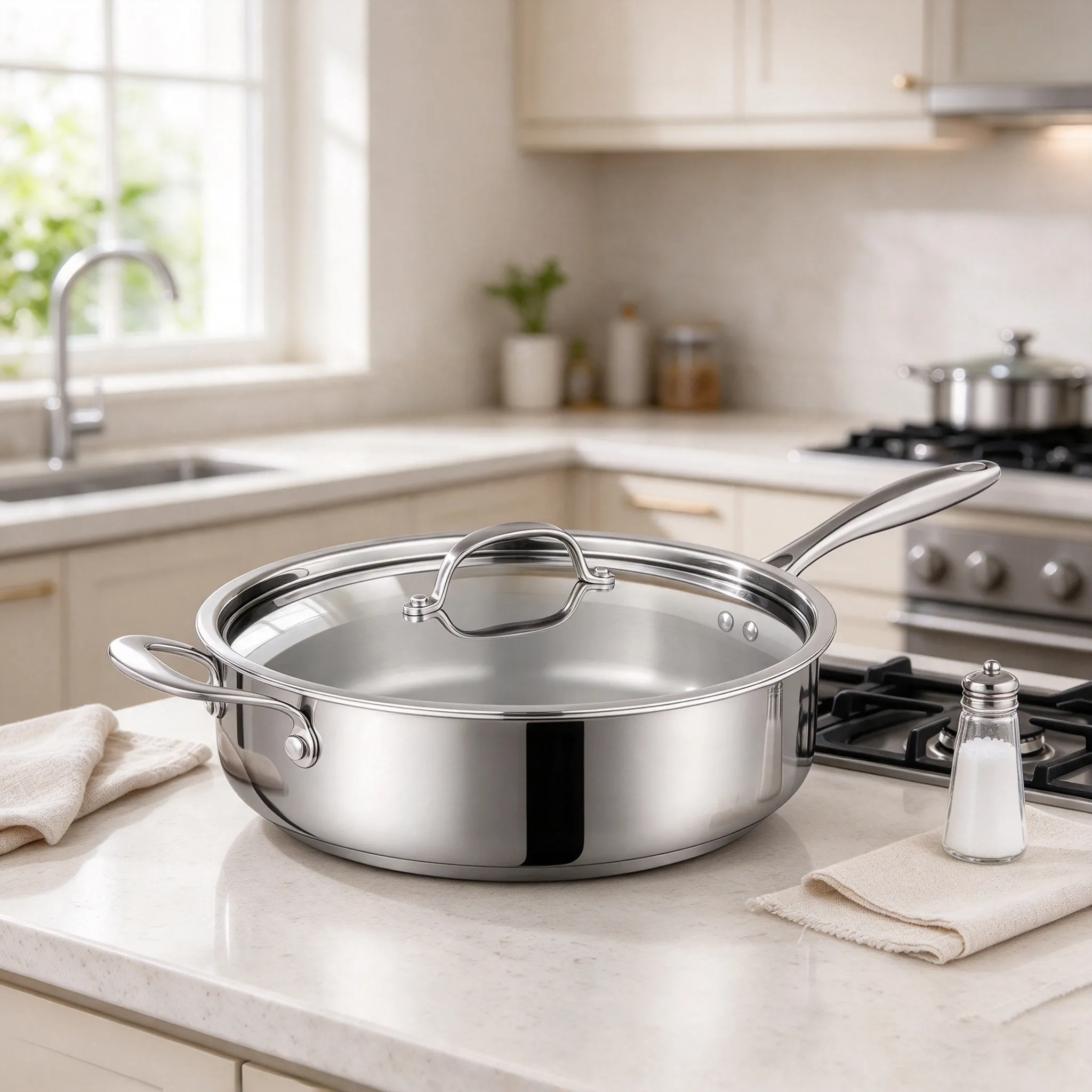 Stainless steel saute pan, premium cookware for wholesale kitchen supplier