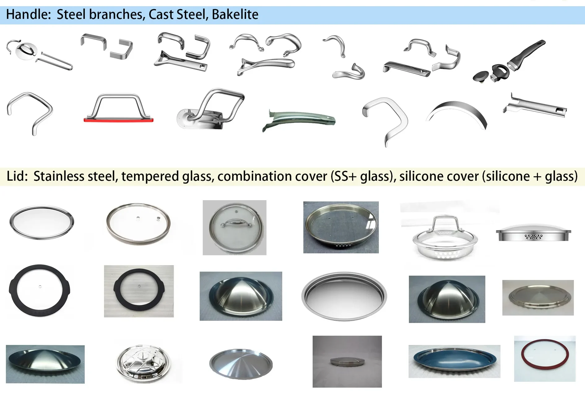 Deluxe Cookware spare parts and components chart for OEM ODM custom kitchenware manufacturing