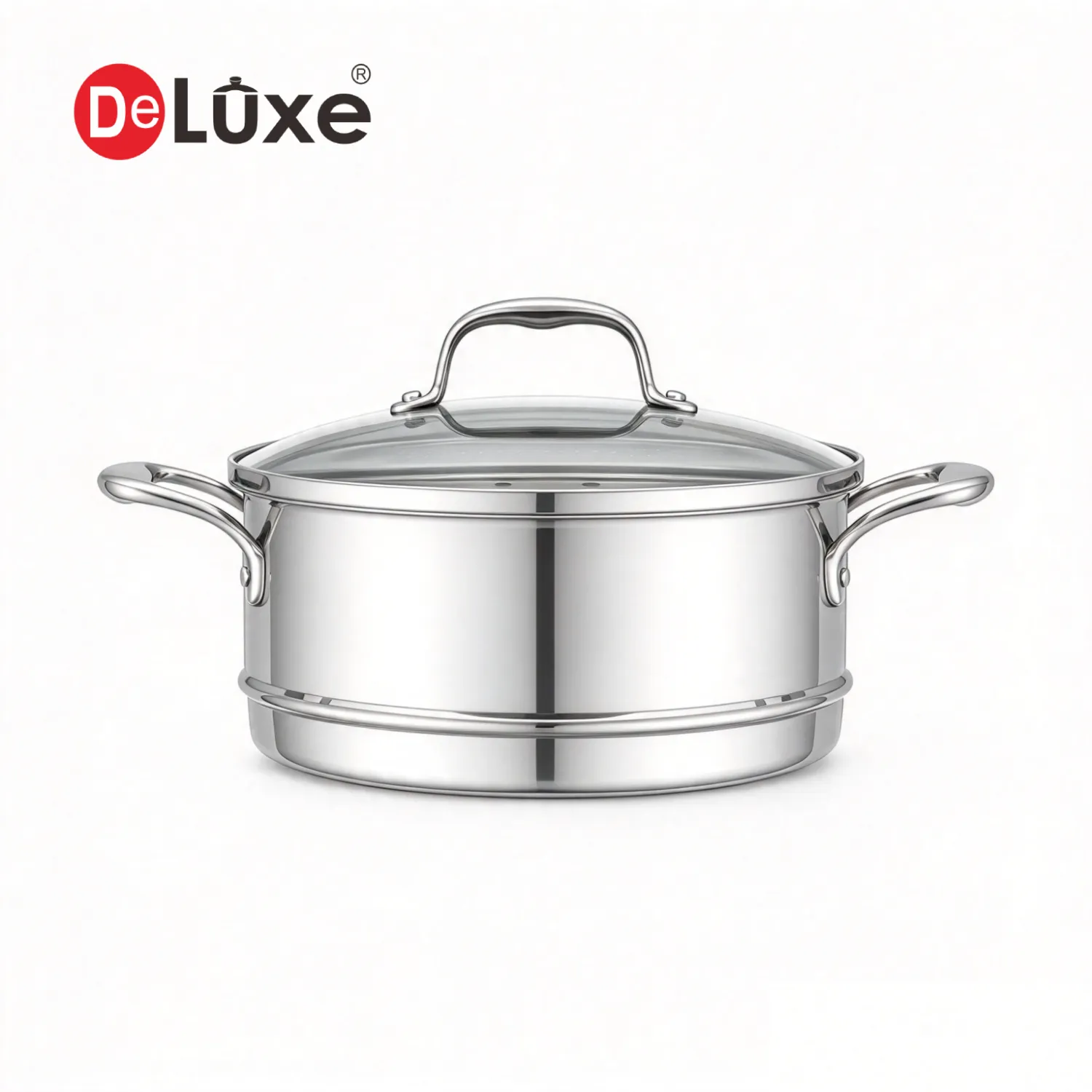 Deluxe 24cm 304 Stainless Steel Steamer Basket with Dual Cast Steel Handle
