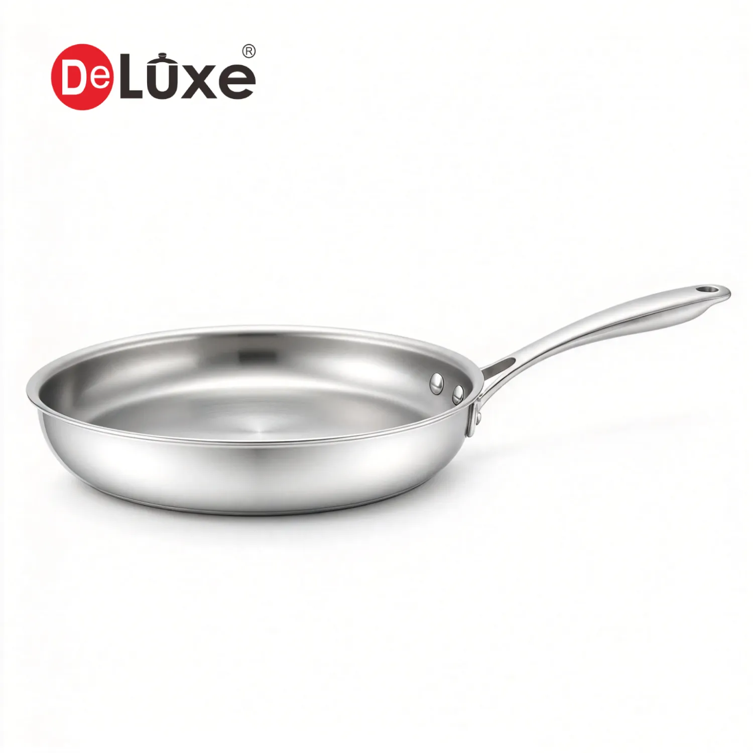 Wholesale Deluxe 5-Ply 304 Stainless Steel Sloped Frying Pan Without Lid