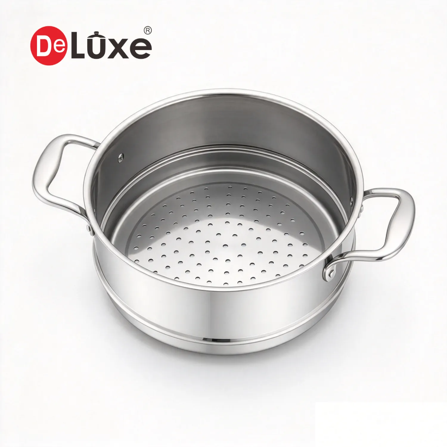 Wholesale Deluxe 24cm 304 Stainless Steel Steamer Basket with Dual Cast Steel Handle