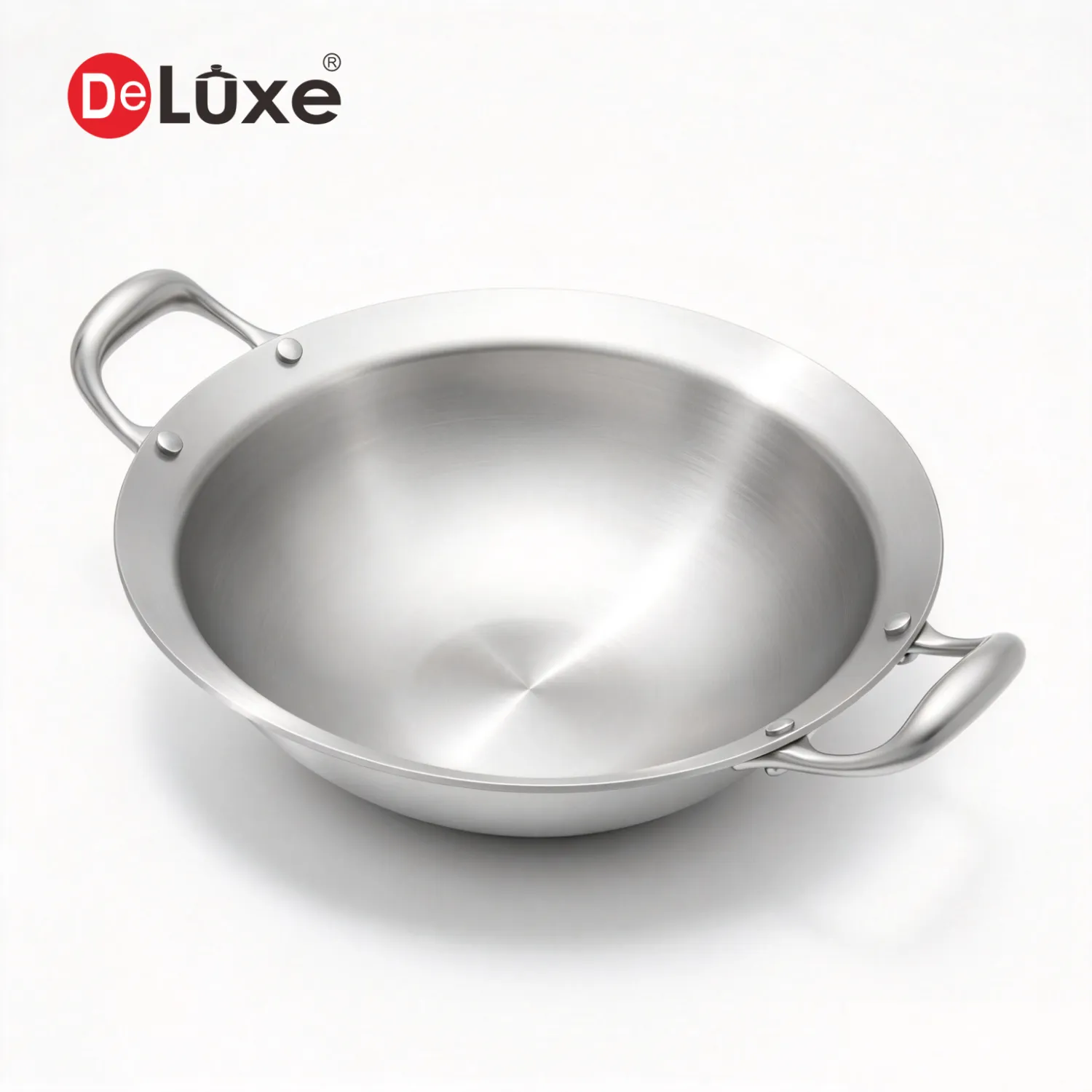 Deluxe 5-Ply Stainless Steel Wok Round Bottom, Custom OEM/ODM Cookware Solutions